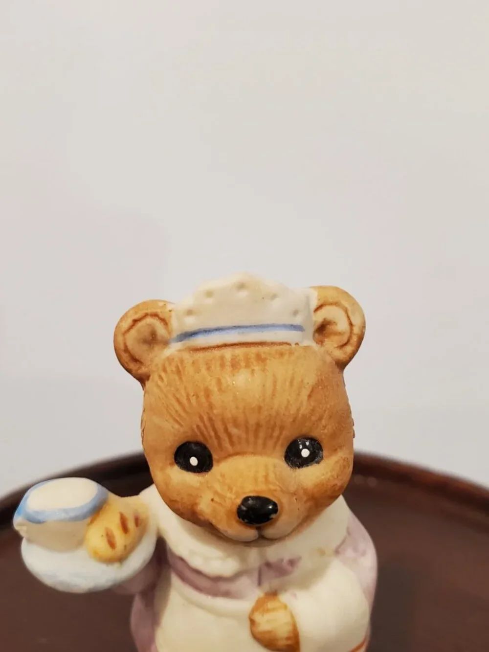 Vintage Homco Waitress Bear Figurine Apron Tea Towel Cup of Tea 2